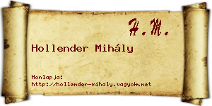 Hollender Mihály névjegykártya